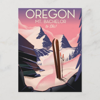 Mt.Bachelor Oregon Ski travel poster Postcard