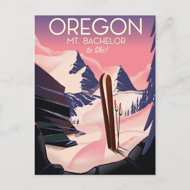 Mt.Bachelor Oregon Ski travel poster Postcard (Front)