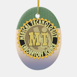 MT BADGE MEDICAL TECHNOLOGIST - LABORATORY CERAMIC TREE DECORATION