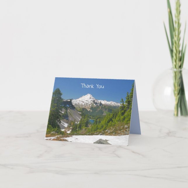 Mt Baker Alpine Landscape and Blue Sky Photo Thank You Card (Front)
