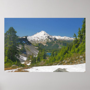Mt. Baker, Forest, and Alpine Lake Photo Poster