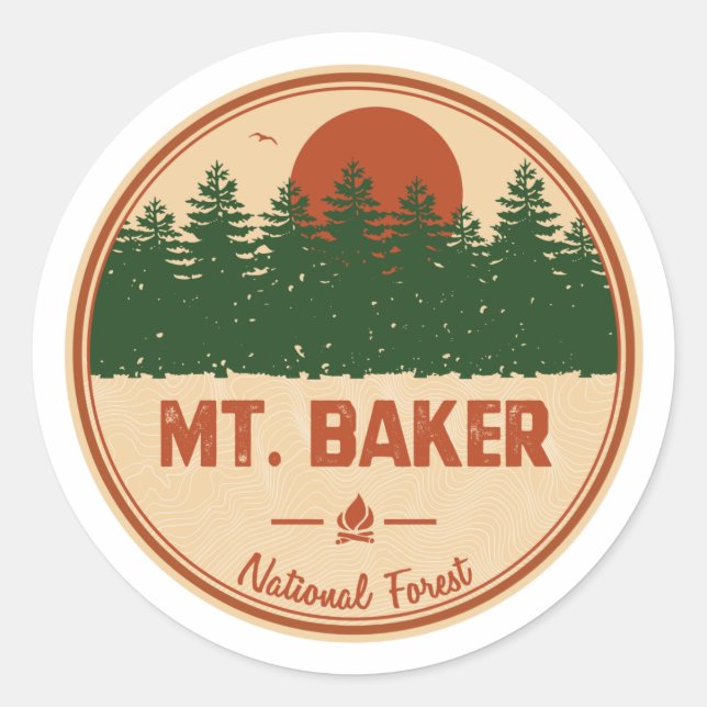 Mt. Baker National Forest Classic Round Sticker (Front)