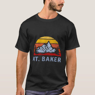 Mt Baker Retro Mountain Sunset Design T-Shirt