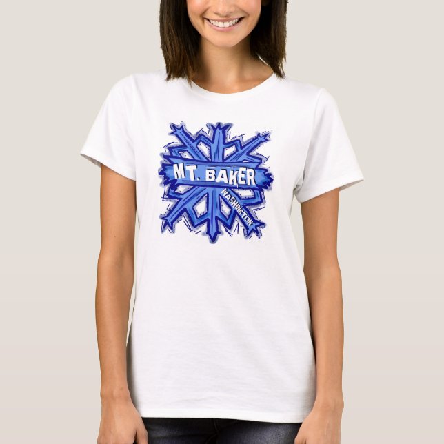 Mt. Baker Washington ladies snowflake tee (Front)