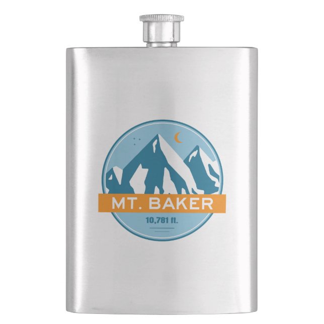 Mt. Baker Washington Stars Moon Hip Flask (Front)