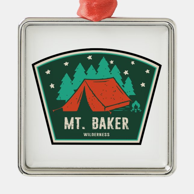 Mt. Baker Wilderness Washington Camping Metal Tree Decoration (Front)