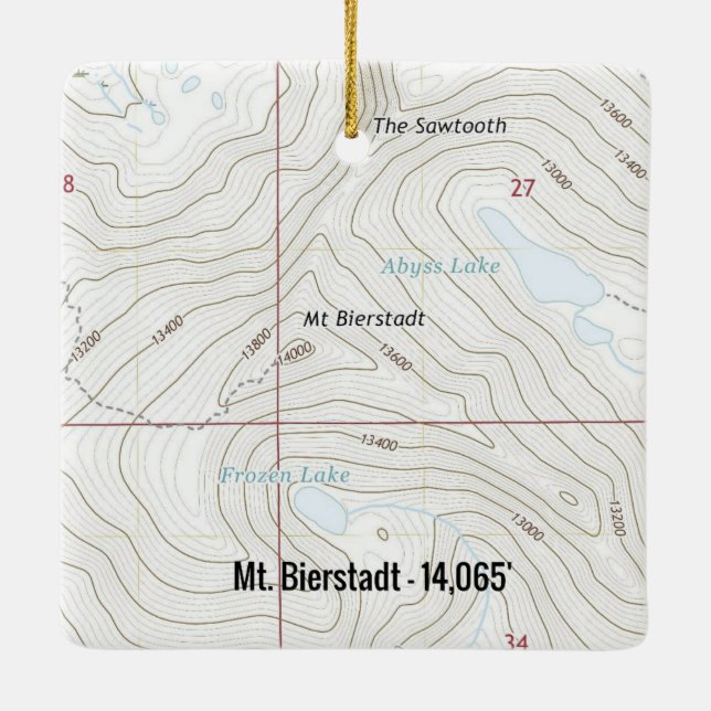 Mt. Bierstadt Colorado Fourteener Ceramic Ornament (Back)