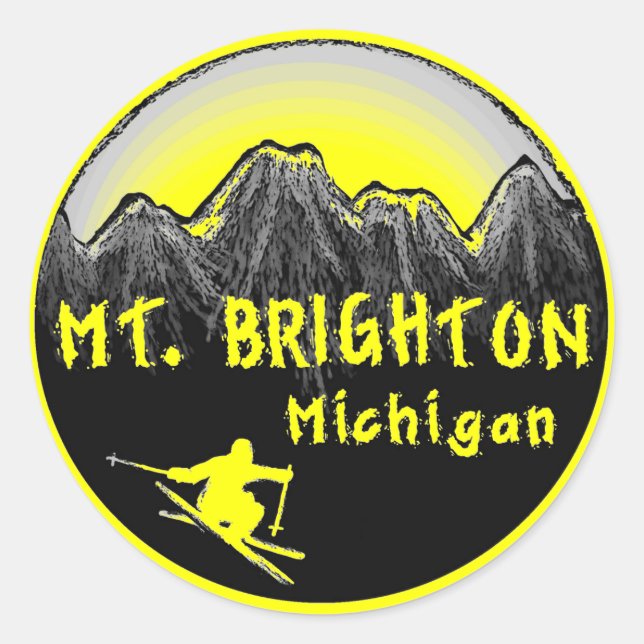 Mt. Brighton Michigan skier Classic Round Sticker (Front)