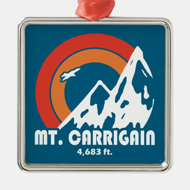 Mt. Carrigain New Hampshire Sun Eagle Metal Tree Decoration (Front)