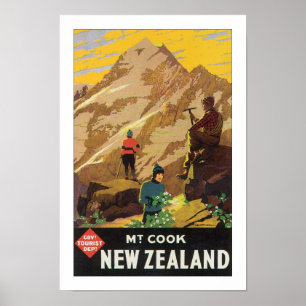 Mt Cook New Zealand (white) Poster