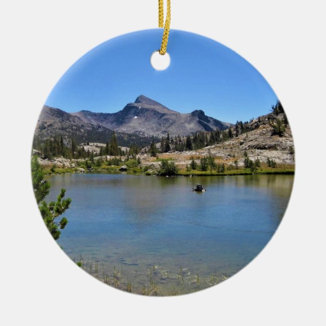 Mt. Dana from Shell Lake, Tioga Pass, CA Ceramic Tree Decoration (Front)