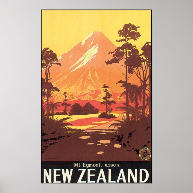 Mt Egmont New Zealand Travel Poster (Front)