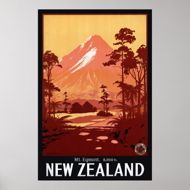 Mt. Egmont New Zealand Vintage Poster 1934 (Front)
