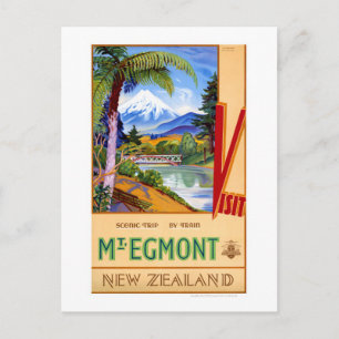 Mt. Egmont New Zealand Vintage Travel Poster Postcard