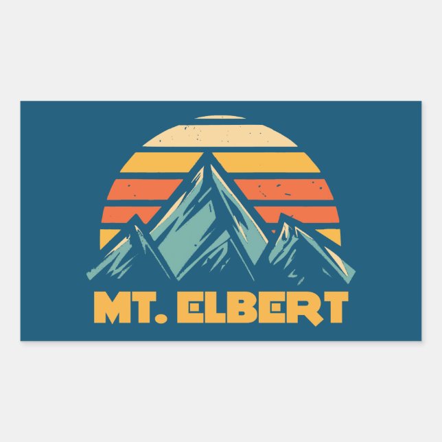 Mt. Elbert Colorado Retro Turquoise Rectangular Sticker (Front)