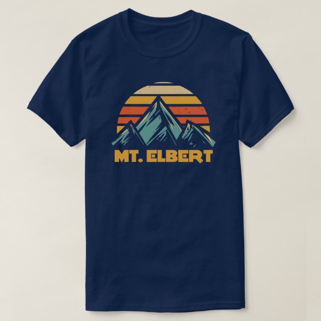 Mt. Elbert Colorado Retro Turquoise T-Shirt (Design Front)