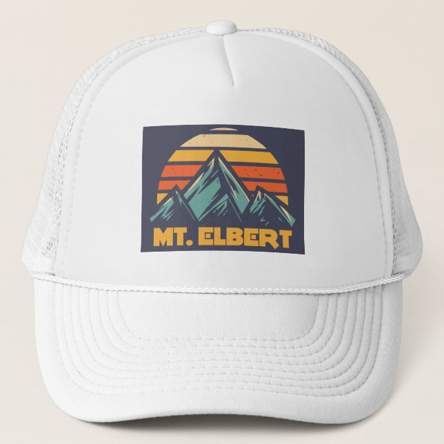 Mt. Elbert Colorado Retro Turquoise Trucker Hat (Front)