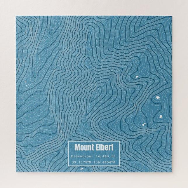 Mt Elbert Topographic Map - Blue Jigsaw Puzzle (Vertical)