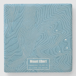 Mt Elbert Topographic Map - Blue Stone Coaster
