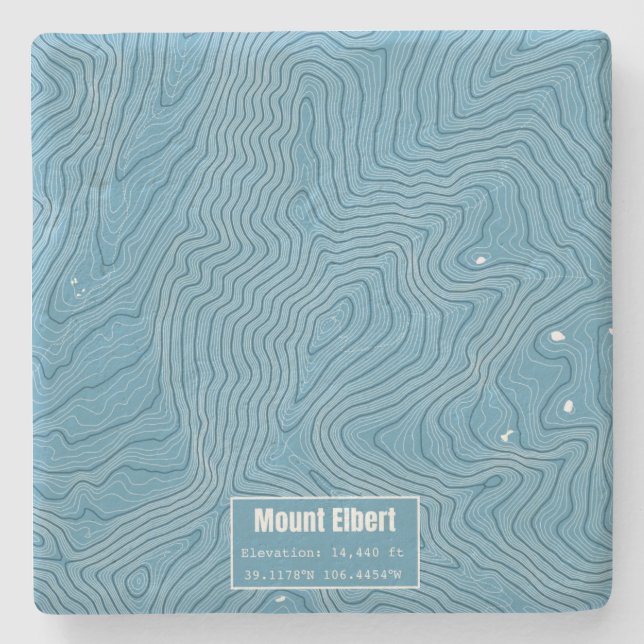 Mt Elbert Topographic Map - Blue Stone Coaster (Front)