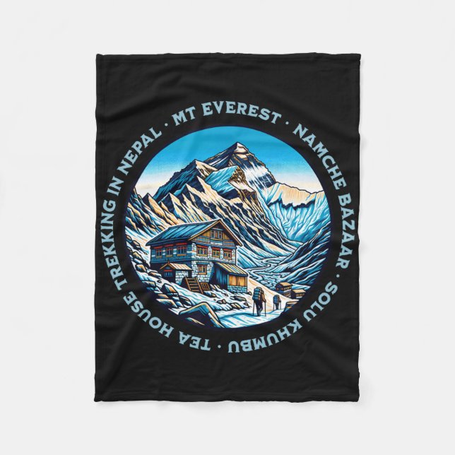 Mt Everest Namche Bazaar Tea House Trekking Nepal  Fleece Blanket (Front)
