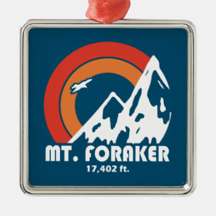 Mt. Foraker Alaska Sun Eagle Metal Tree Decoration