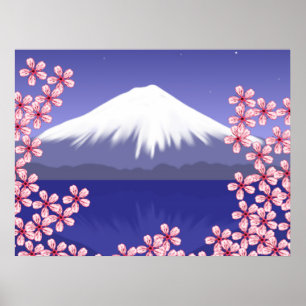 Mt. Fuji and Sakura Blossoms Poster