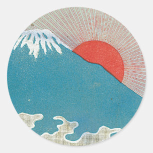 Mt. Fuji And Sun Vintage Japanese Silk Label