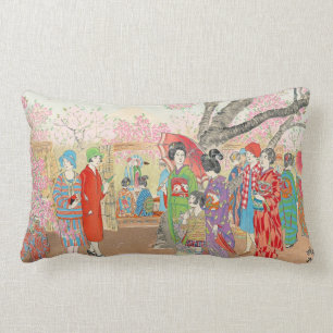 Mt Fuji and the Cherry Blossoms on Asuka Hill art Lumbar Cushion