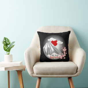 Mt. Fuji Cherry Blossom Abstract Landscape Cushion
