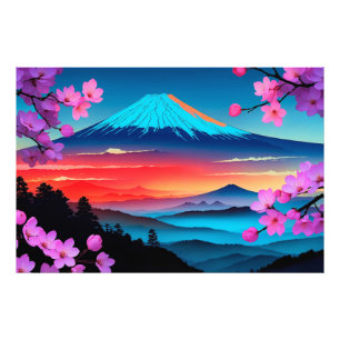 Mt. Fuji Cherry Blossom Landscape Art Print