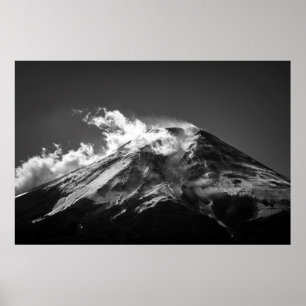 Mt. Fuji in Black and White Poster