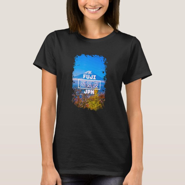 Mt Fuji Japan Japanese Otaku Vaporwave Aesthetic T-Shirt (Front)
