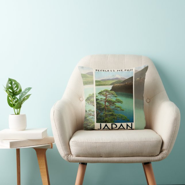 Mt Fuji Japan Travel Poster Vintage Art Cushion (Chair)