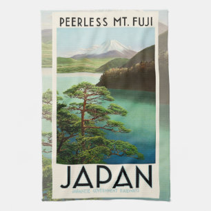 Mt Fuji Japan Travel Poster Vintage Art Tea Towel