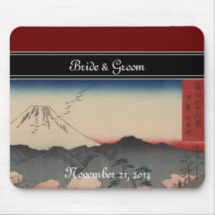 Mt. Fuji Japanese Vintage Art Wedding Invitation Mouse Mat