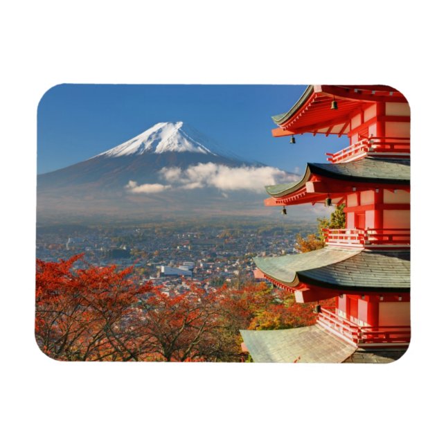 Mt. Fuji viewed from behind Chureito Pagoda Magnet (Horizontal)