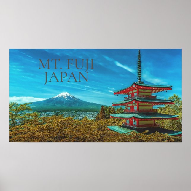 Mt. Fuji Volcano Japan Pagoda Poster (Front)