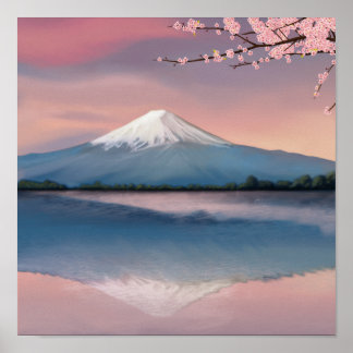 Mt. Fuji with Cherry Blossoms Poster