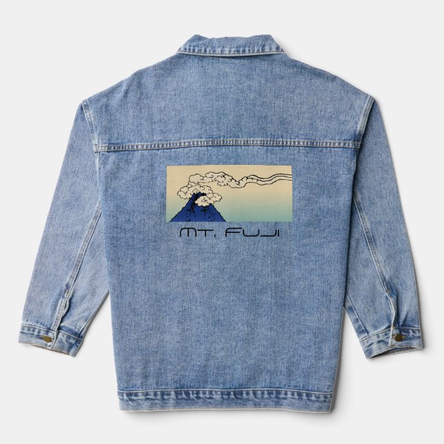 Mt. Fuji with Clouds Landscape  Denim Jacket (Back)