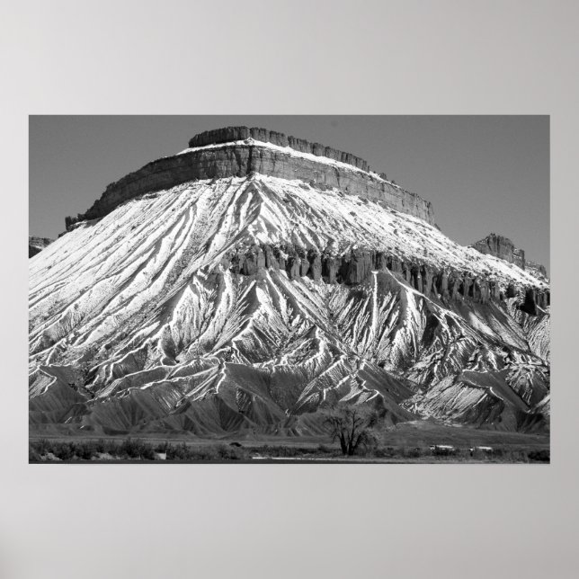 Mt. Garfield in Winter Black and White Photo Poster (Front)