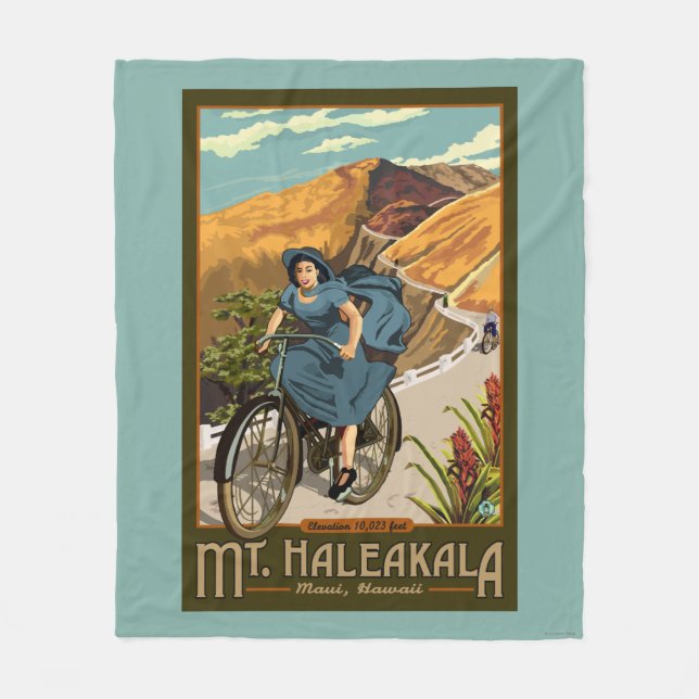 Mt. Haleakala Bicycle Rides Hawaii Fleece Blanket (Front)