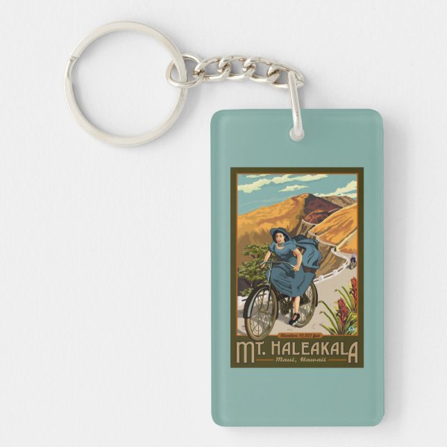 Mt. Haleakala Bicycle Rides Hawaii Key Ring (Front)