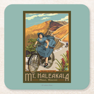 Mt. Haleakala Bicycle Rides Hawaii Square Paper Coaster