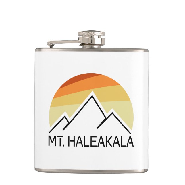 Mt. Haleakala Retro Hip Flask (Front)