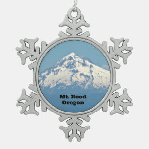Mt. Hood, Oregon Snowflake Pewter Christmas Ornament