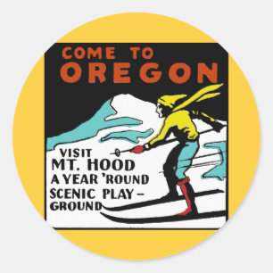Mt. HOOD OREGON - Vintage Travel Classic Round Sticker
