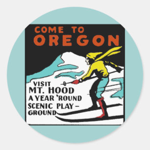Mt. HOOD OREGON - Vintage Travel Classic Round Sticker