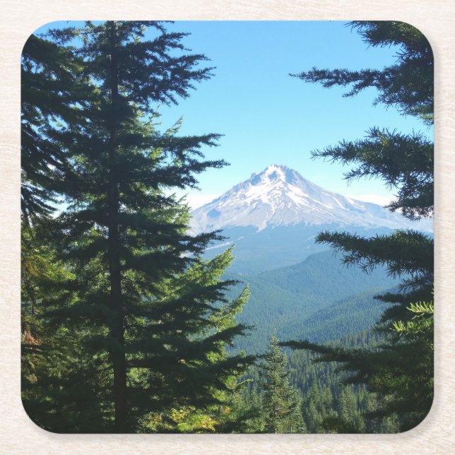 Mt Hood Square Paper Coaster (Front)