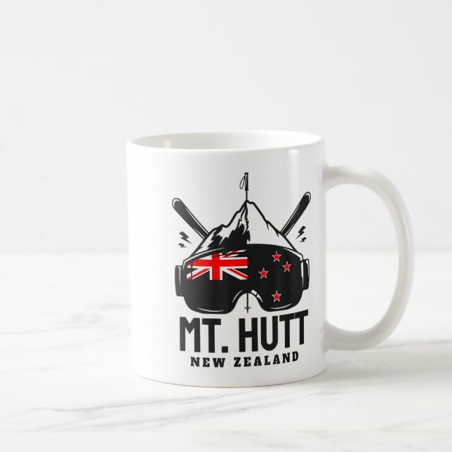 Mt Hutt New Zealand Ski Resort Retro Skiing  Coffee Mug (Right)